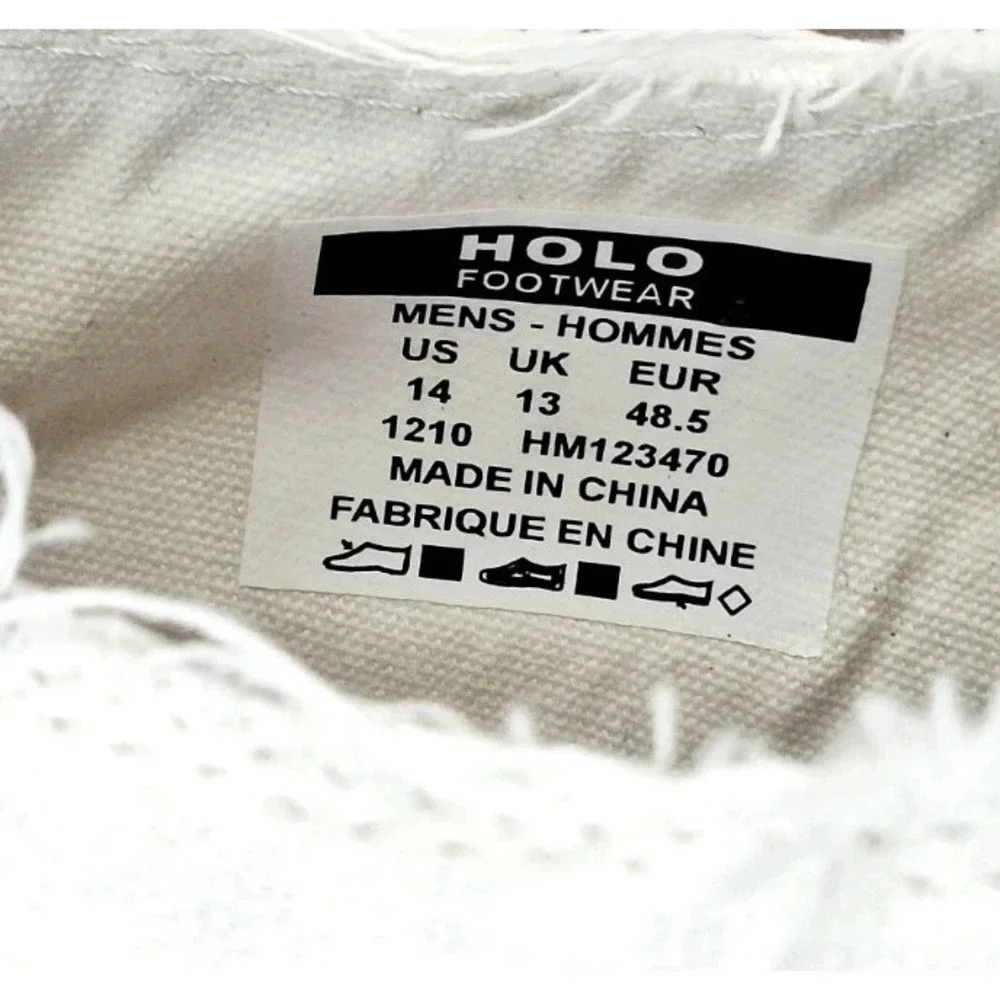 HOLO Footwear Eco Mens 14 White Canvas Slip On Summer Linen Style Casual Loafers